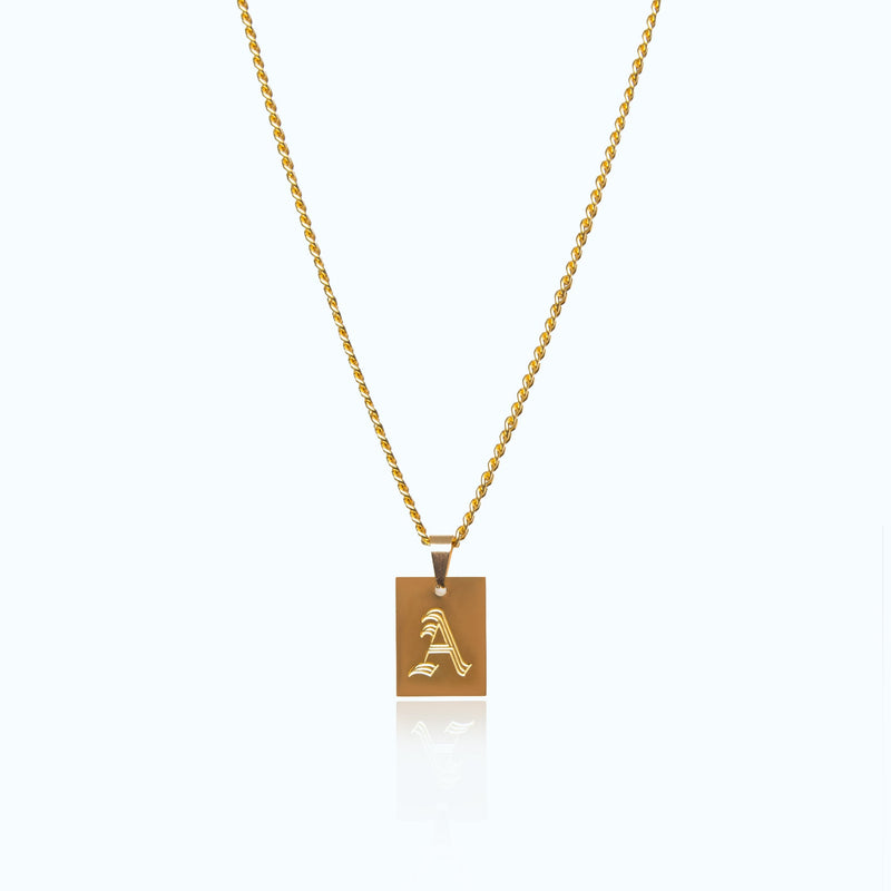 Personalised Old English Letter Necklace - Gold