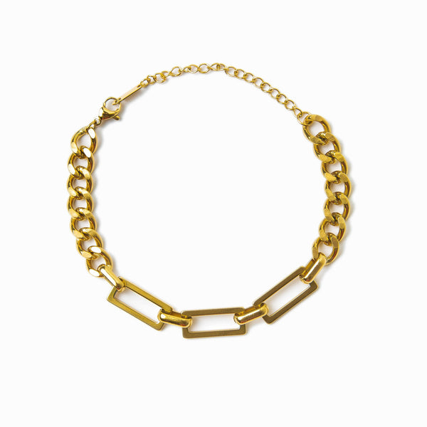 Contrast Mix Clip Cuban Bracelet - Gold