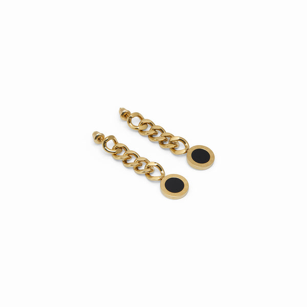Latin Onyx Cuban Dangle Earrings - Gold