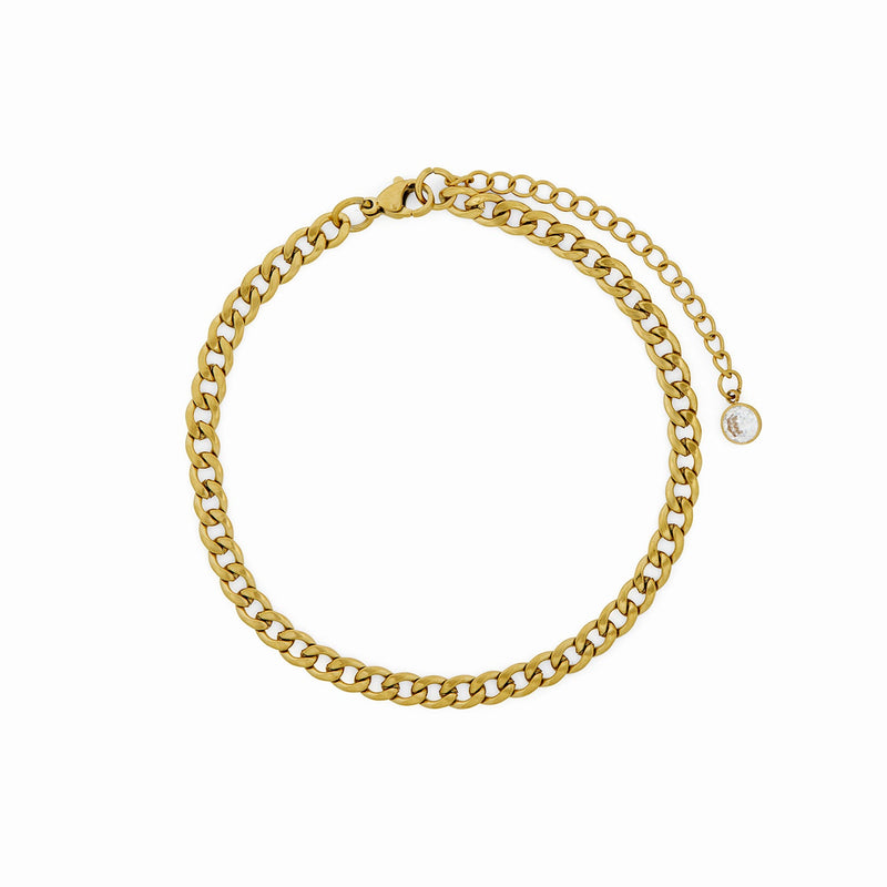 Figaro Chain Anklet - Gold