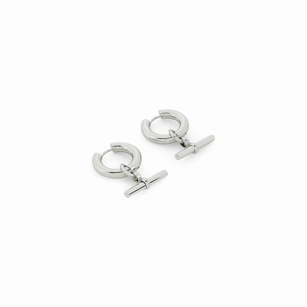 T-Bar Hoop Earrings - Silver