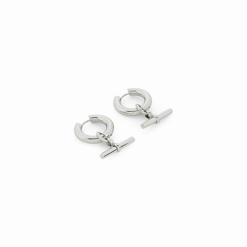 T-Bar Hoop Earrings - Silver