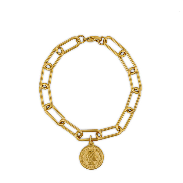 5 Cent Clip Chain Pendant Bracelet - Gold