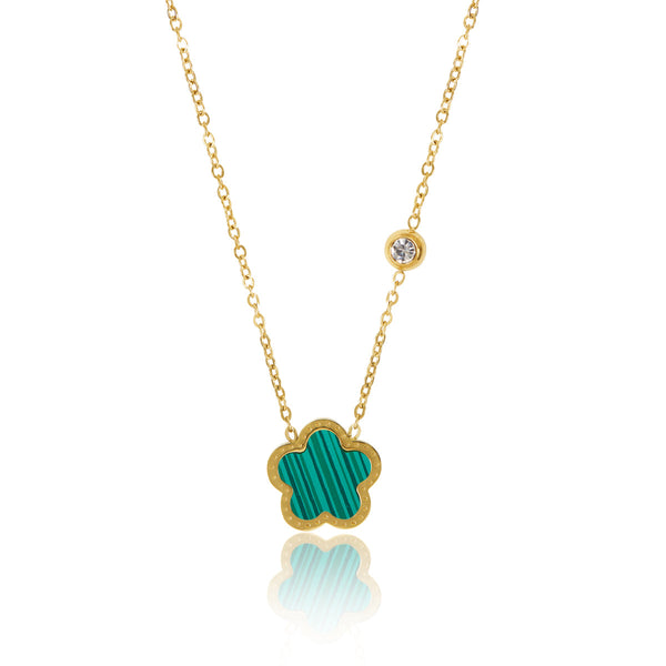Clover Pendant Necklace - Gold/Green