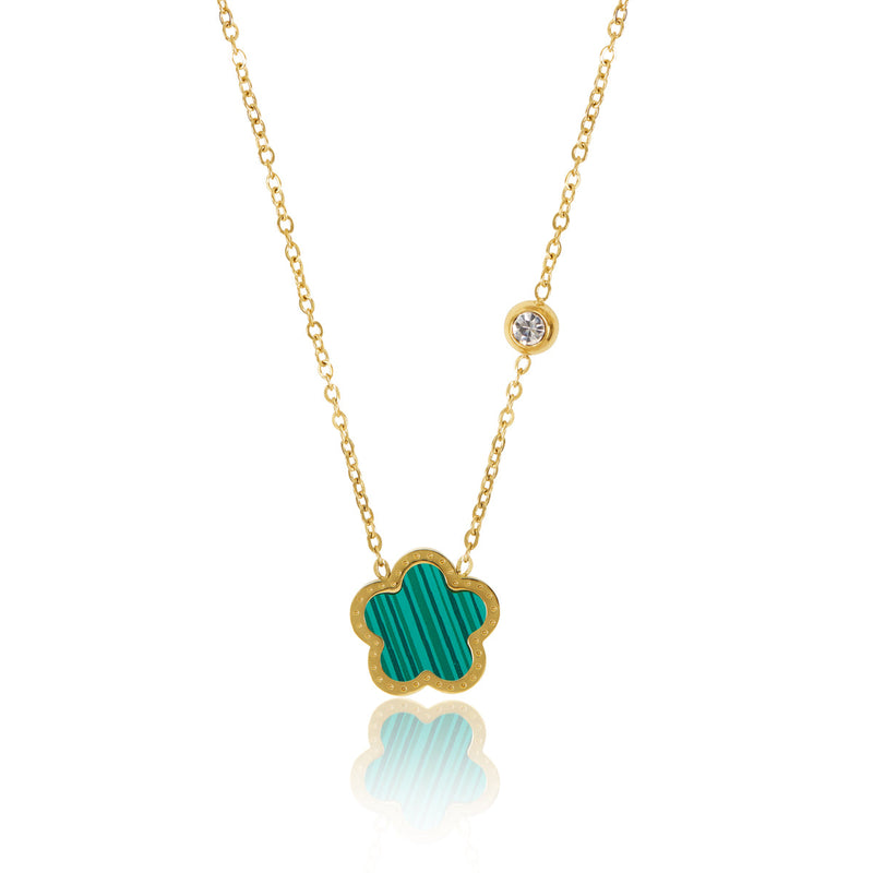 Clover Pendant Necklace - Gold/Green