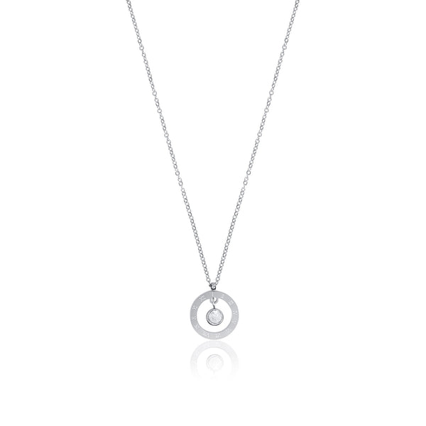 Alea Numeral Stone Necklace - Silver