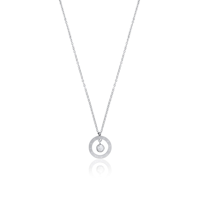 Alea Numeral Stone Necklace - Silver