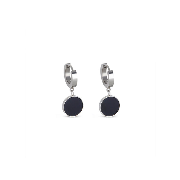 Noir Pendant Earrings - Silver