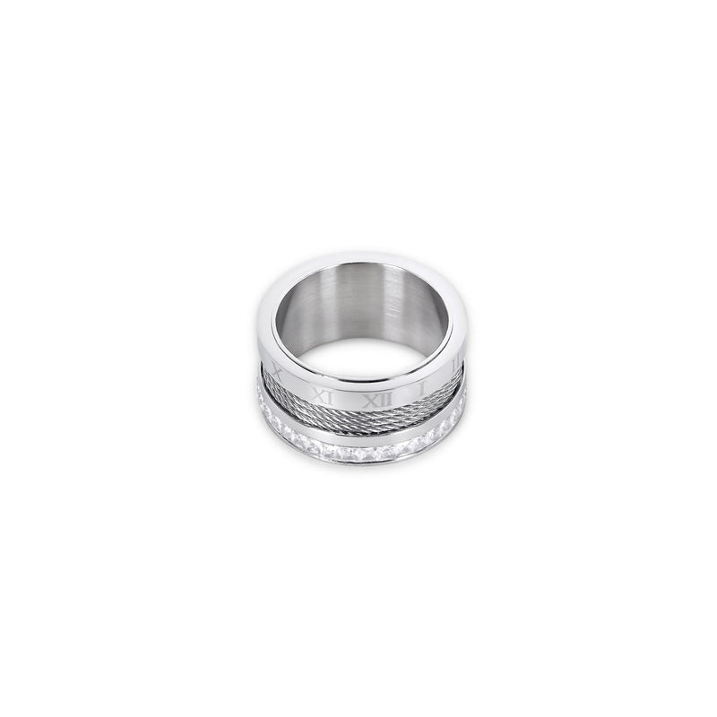 Wire Stack Stone Ring - Silver