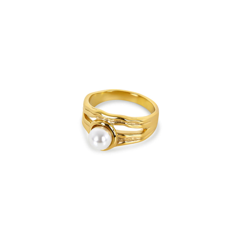 Abstract Pearl Ring  - Gold