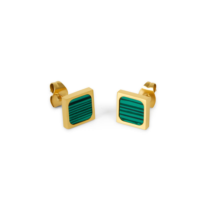 Marble Stud Earrings - Gold