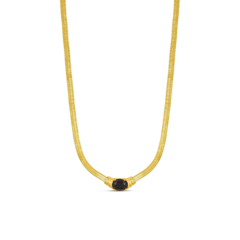 Onyx Gem Snake Chain Necklace - Gold