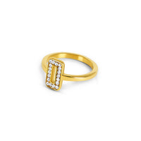 Rectangle Stone Pendant Ring - Gold
