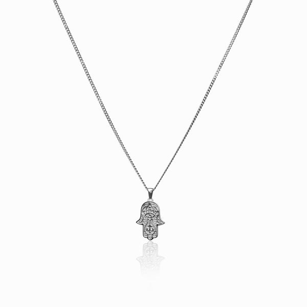 Hamsa Hand Necklace - Silver