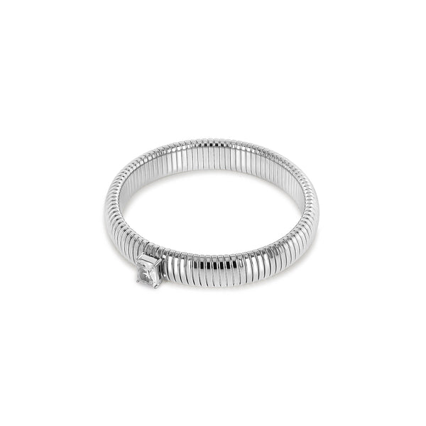 Chunky Stone Bangle - Silver