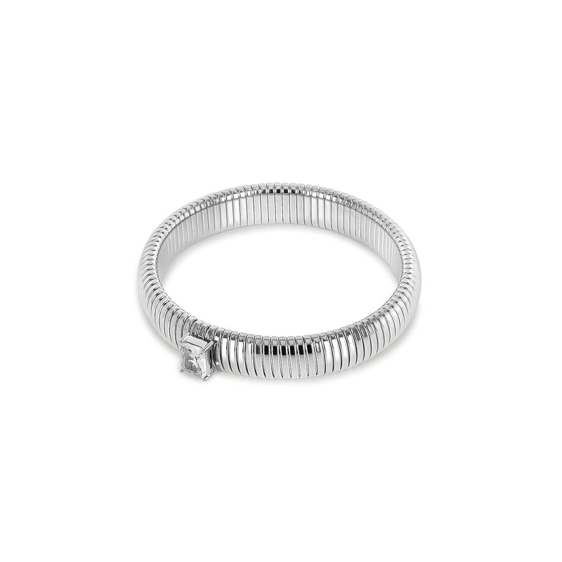 Chunky Stone Bangle - Silver