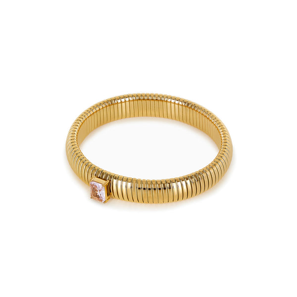 Chunky Stone Bangle - Gold