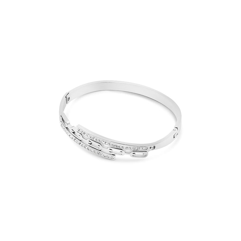 Margot Stone Bangle Bracelet - Silver