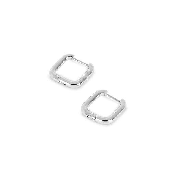 Square Huggie Hoop Earring - Silver