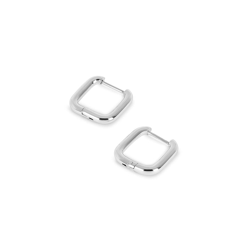 Square Huggie Hoop Earring - Silver