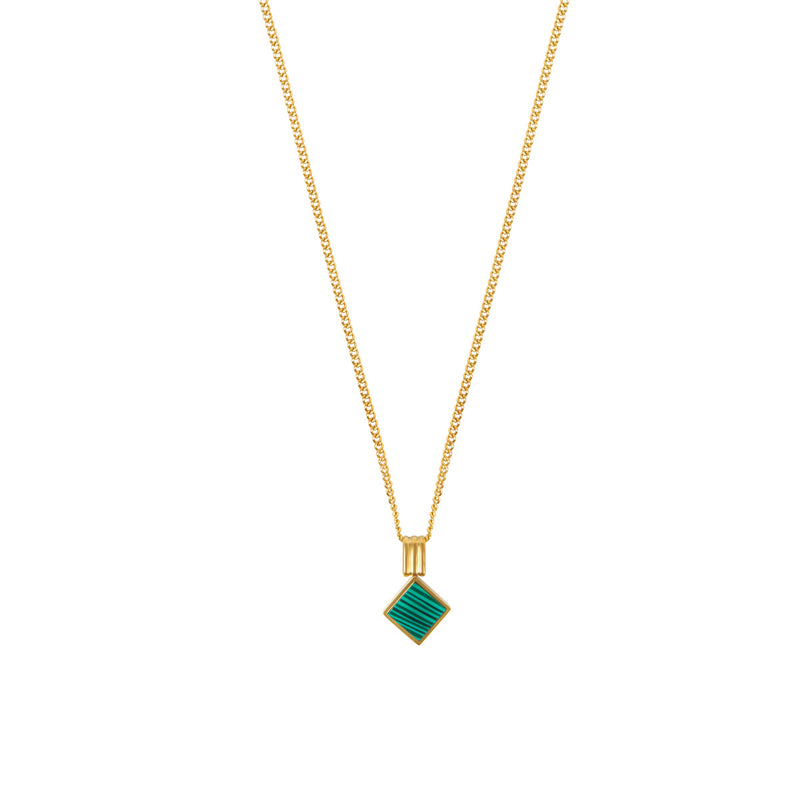 Marble Square Pendant Necklace - Gold