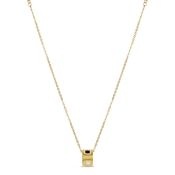 Monochrome Stone Necklace - Gold