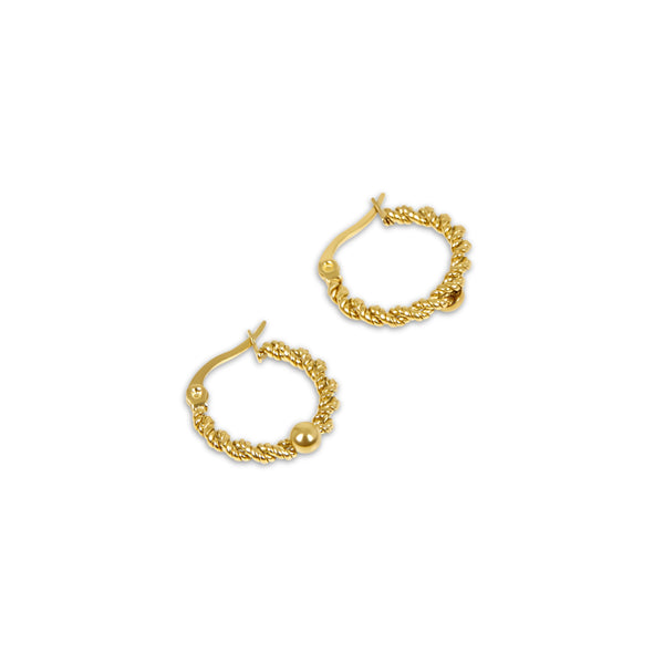 Twisted Rope Hoop Earrings - Gold