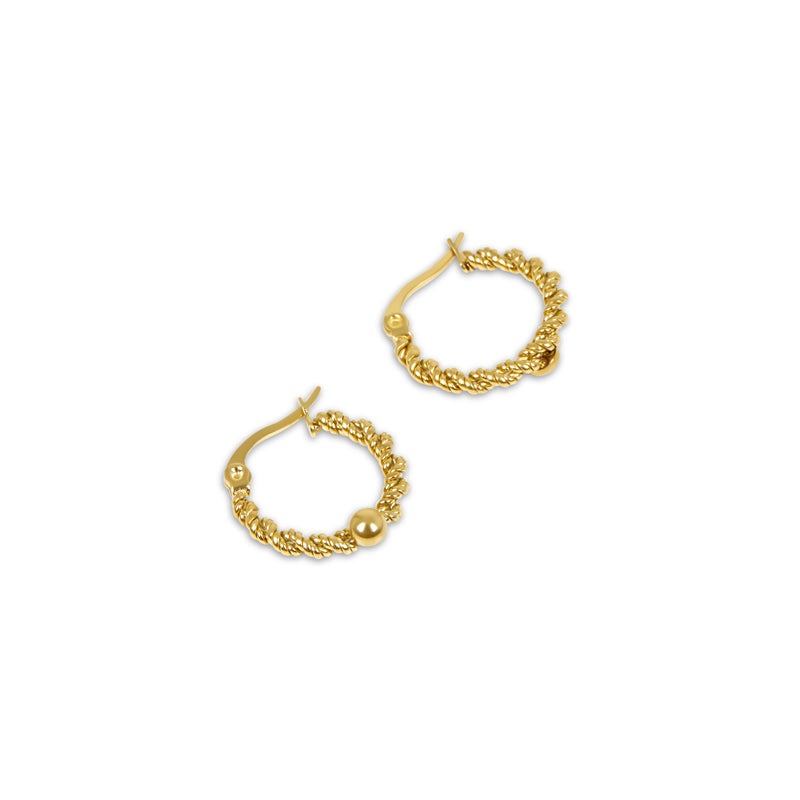 Twisted Rope Hoop Earrings - Gold