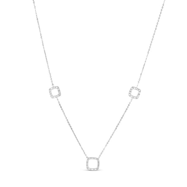 Square Regina Numeral Pendant Necklace - Silver