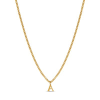 Curb Chain Initial Necklace - Gold