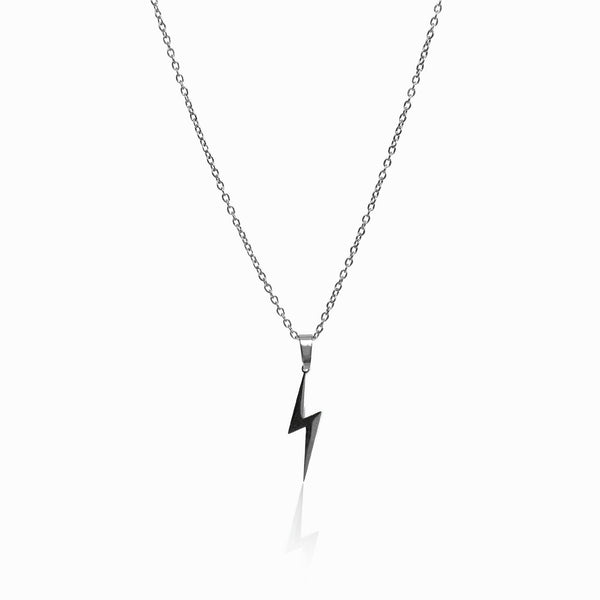 Lightning Bolt Pendant Necklace - Silver