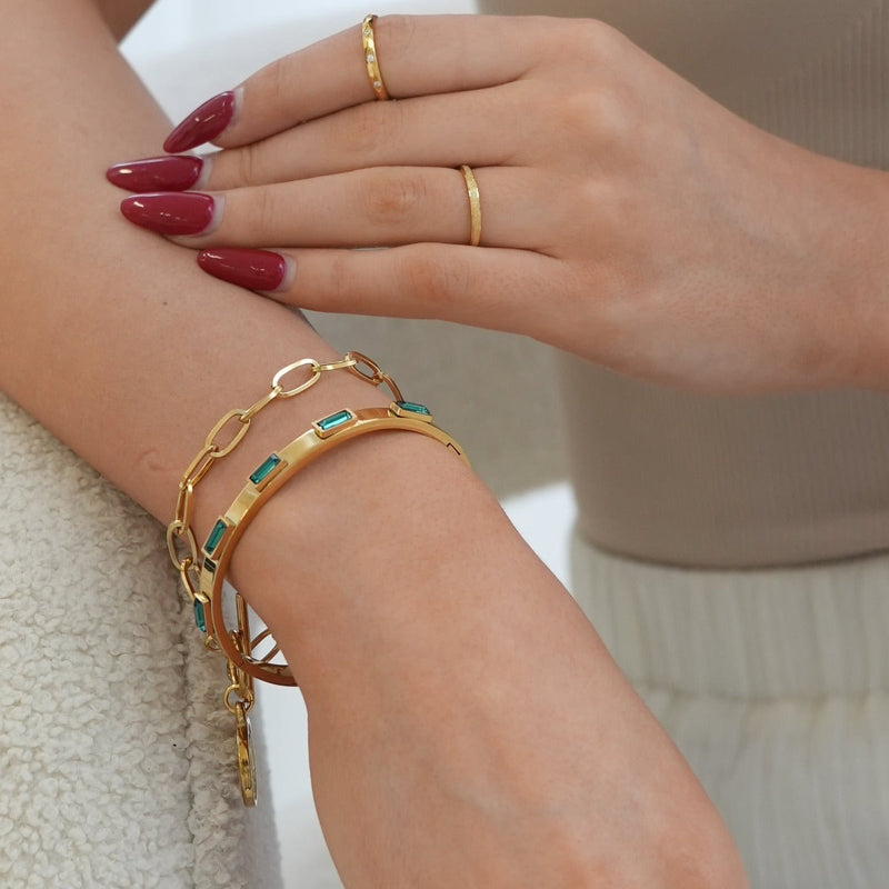 T Bar Coin Bracelet - Gold