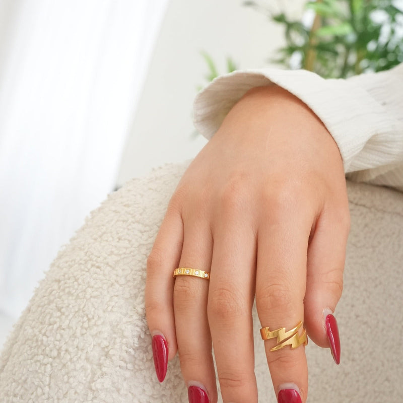 Block Stone Ring - Gold