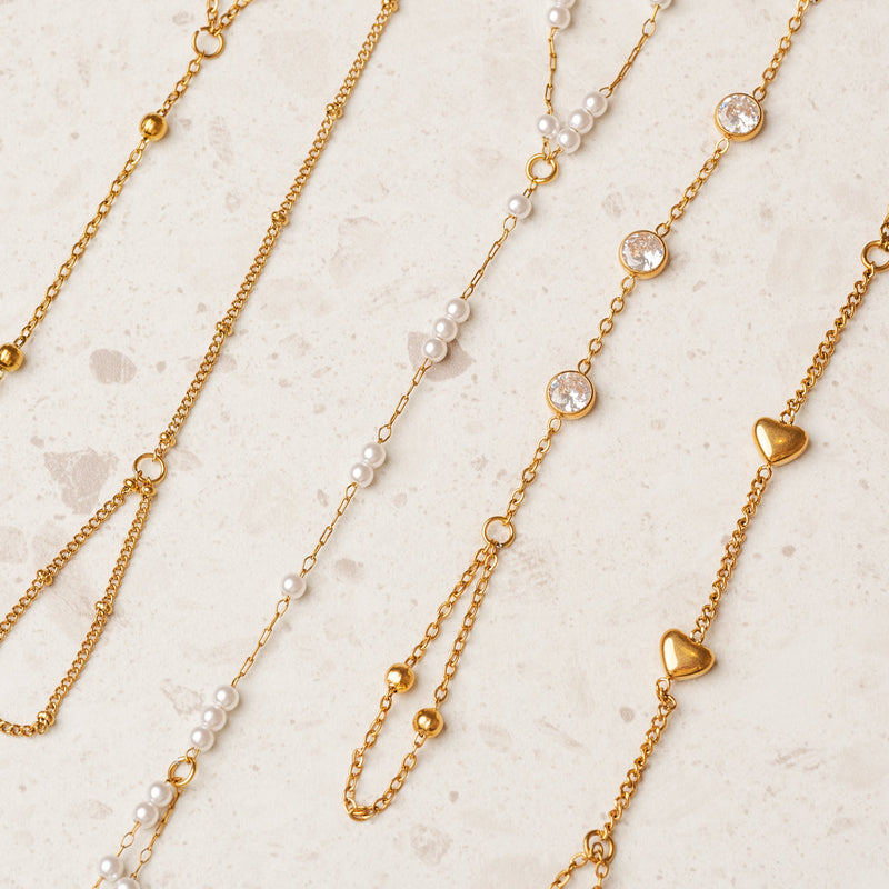 Stone Hand Chain - Gold