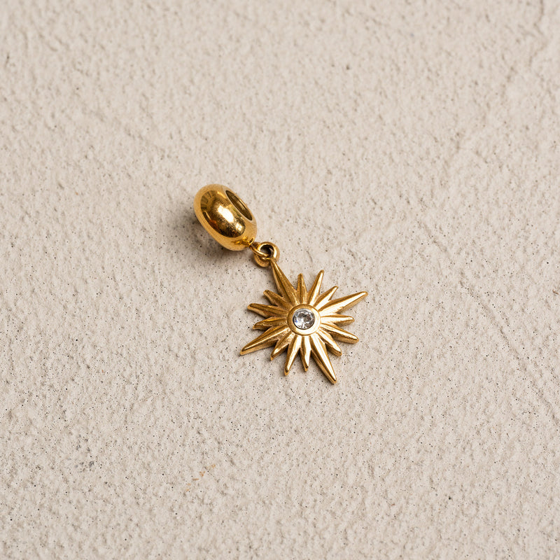 Nautical Star Stone Charm - Gold