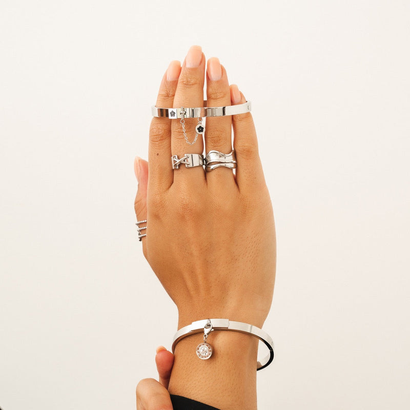 Latin Stone Clip On Pendant Bracelet - Silver