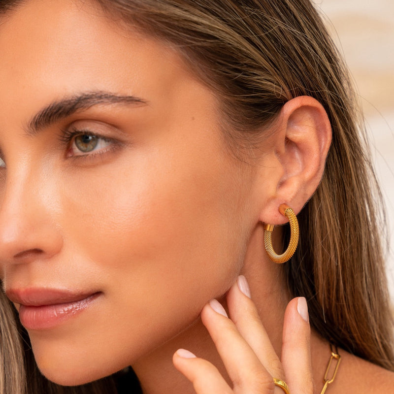 Mesh Hoop Earrings - Gold