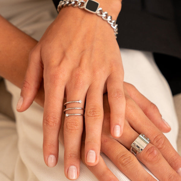 Spiral Stone Ring - Silver