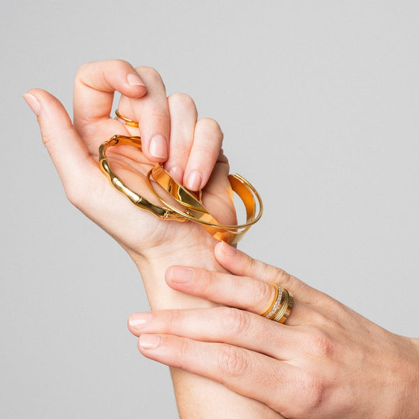 Wire Stack Stone Ring - Gold