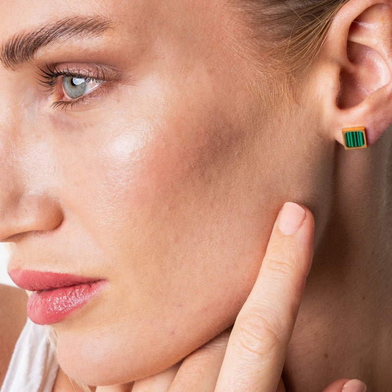 Marble Stud Earrings - Gold