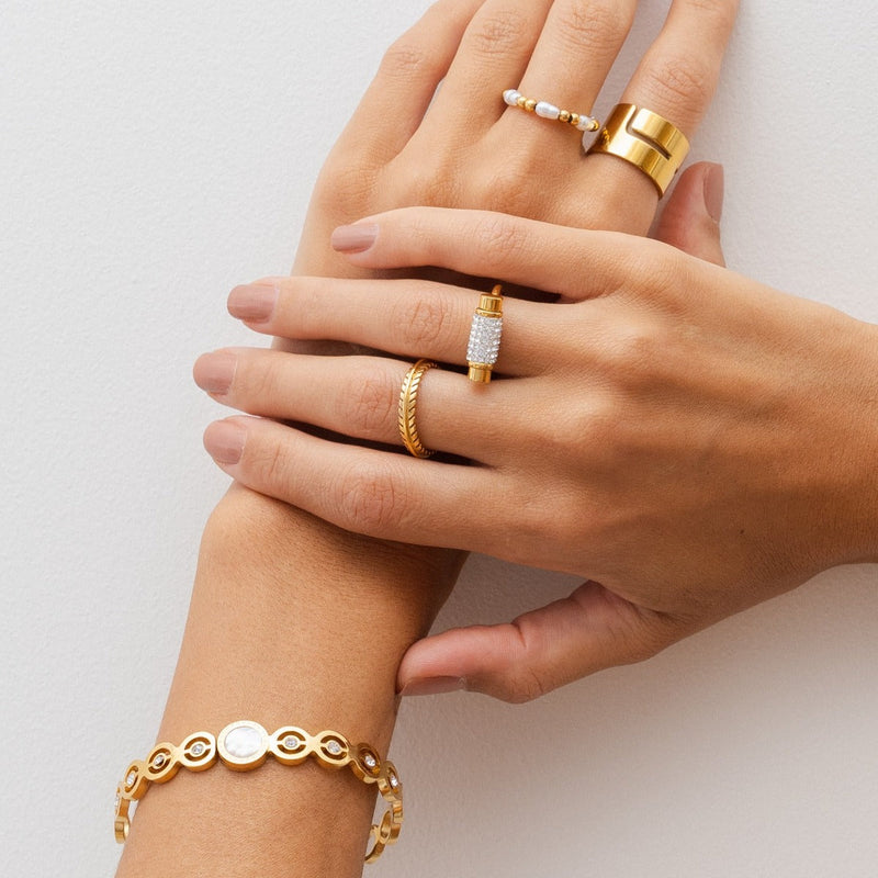 Woven Leaves Ring - Gold