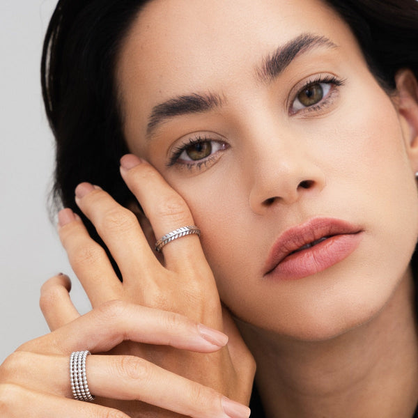 Woven Leaves Ring - Silver