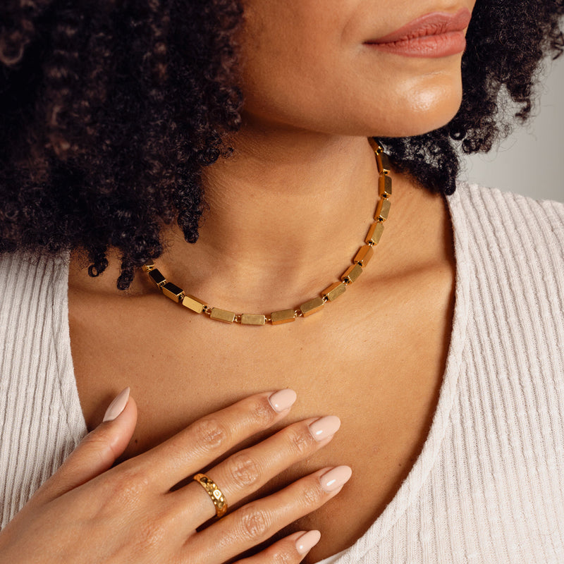 Rectangle Chain Necklace - Gold