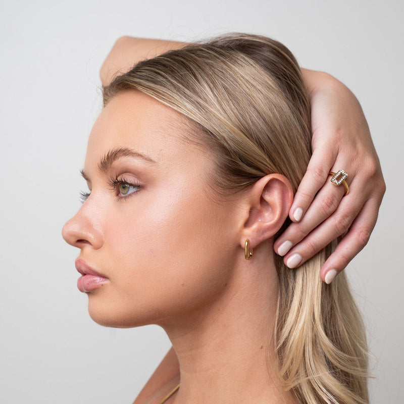 Square Huggie Hoop Earring - Gold