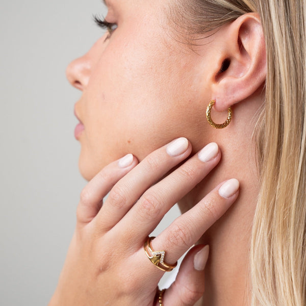 Textured Huggie Earrings - Gold