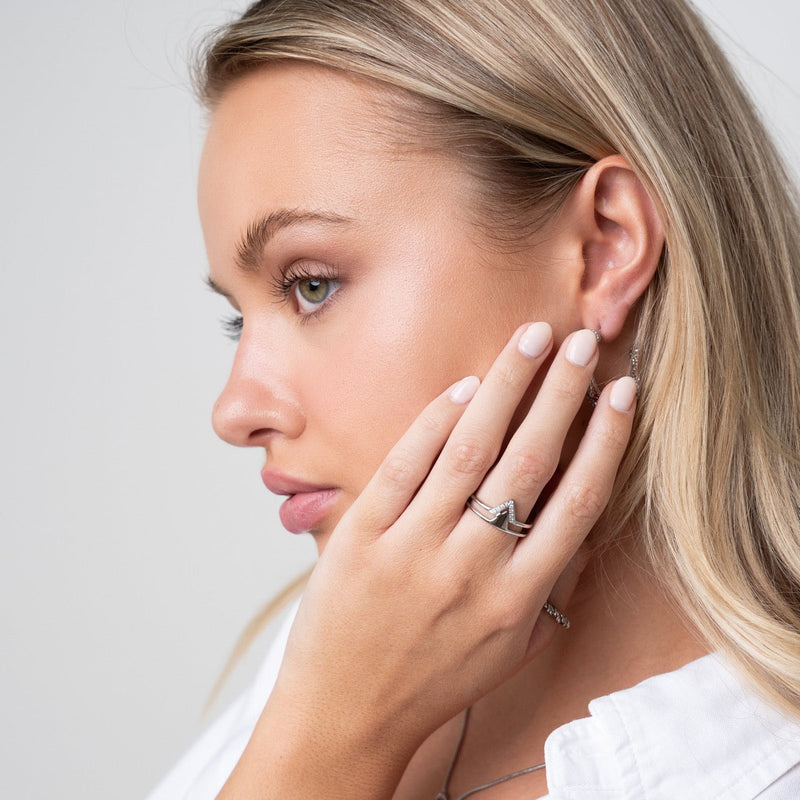 Pyramids Stone Ring - Silver
