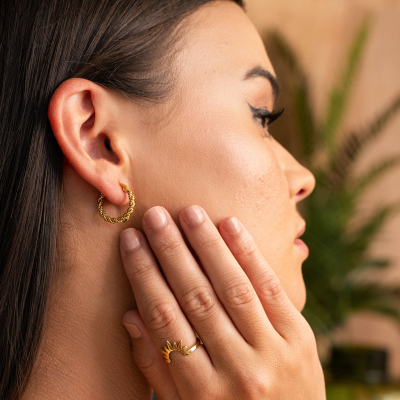 Twisted Rope Hoop Earrings - Gold