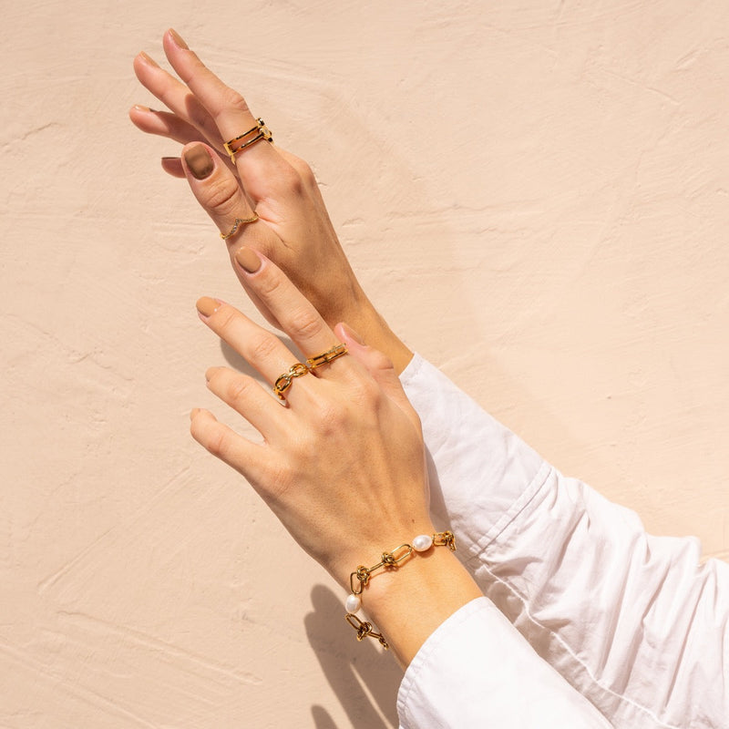 Pearl Knot Chain Bracelet - Gold