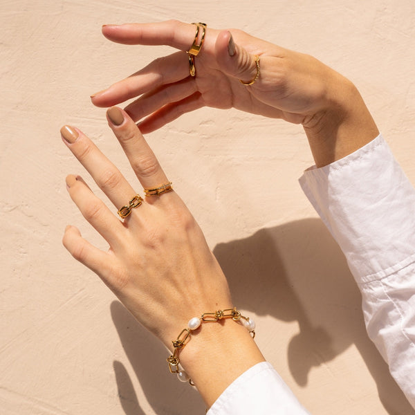 Pearl Knot Chain Bracelet - Gold