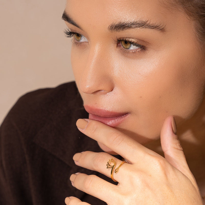 Lotus Adjustable Ring - Gold